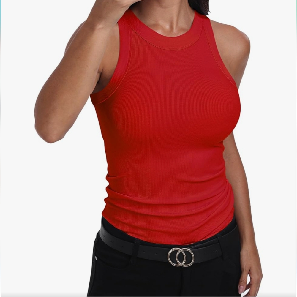 Women's Red Sleeveless Top - Picture 5 of 5